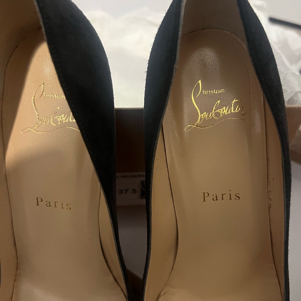 Christian Louboutin apostrophy pump grey suede 85 women’s size 37.5/ us size 7 - Picture 2 of 11